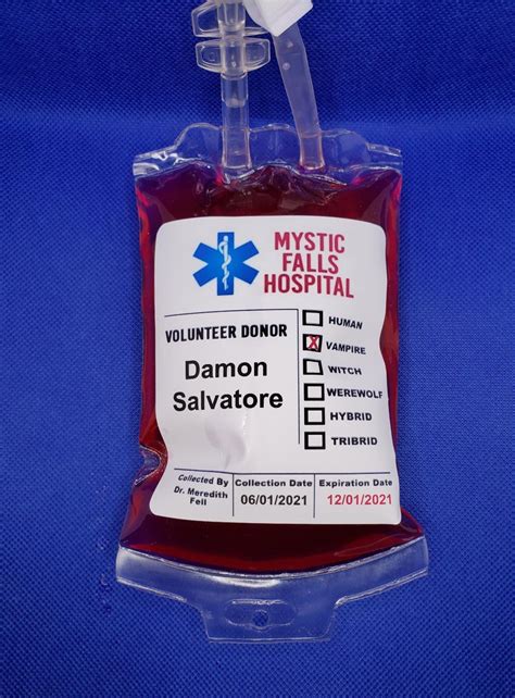 fake blood bags vampire diaries|mystic falls hospital.